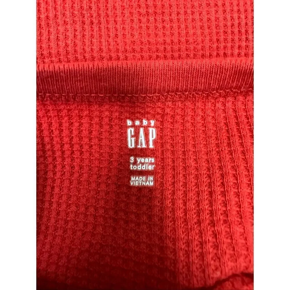 Gap Boys Red Waffle Weave Thermal Long Sleeve Tee Size 3T